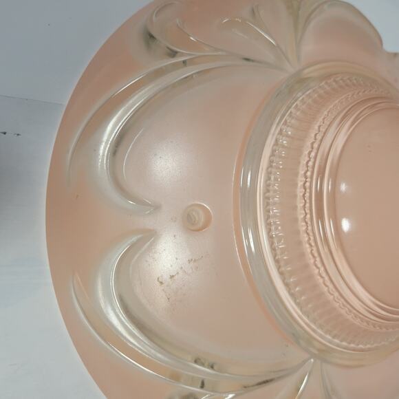 Vintage Ceiling Light Fixture, Pink Round Light Globe, 3 Chain Art Deco - Picture 5 of 10